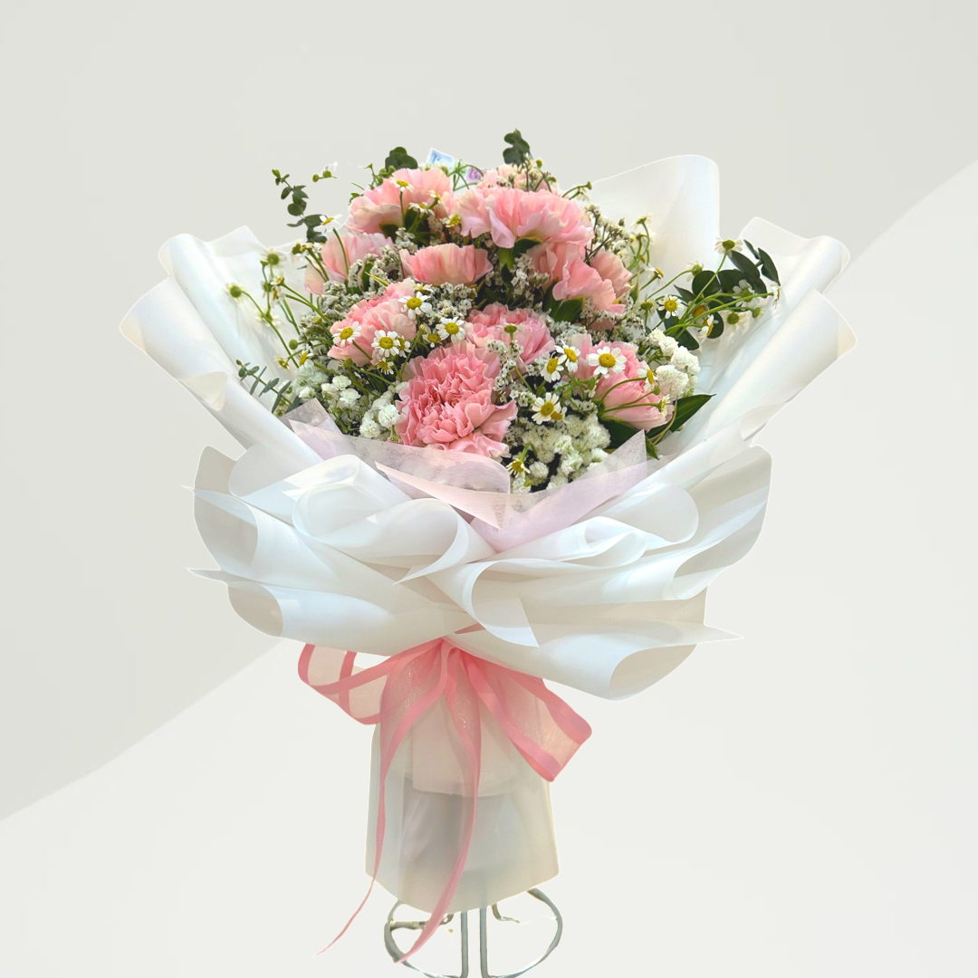 Carnation bouquet (Size M) Bow dan Bunga