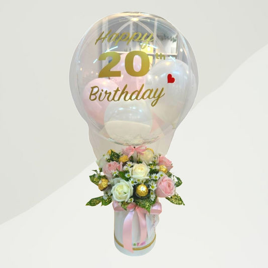 Roses box with balloon Bow dan Bunga