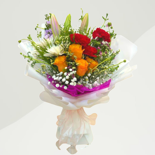 Mix flowers bouquet (Size M) Bow dan Bunga