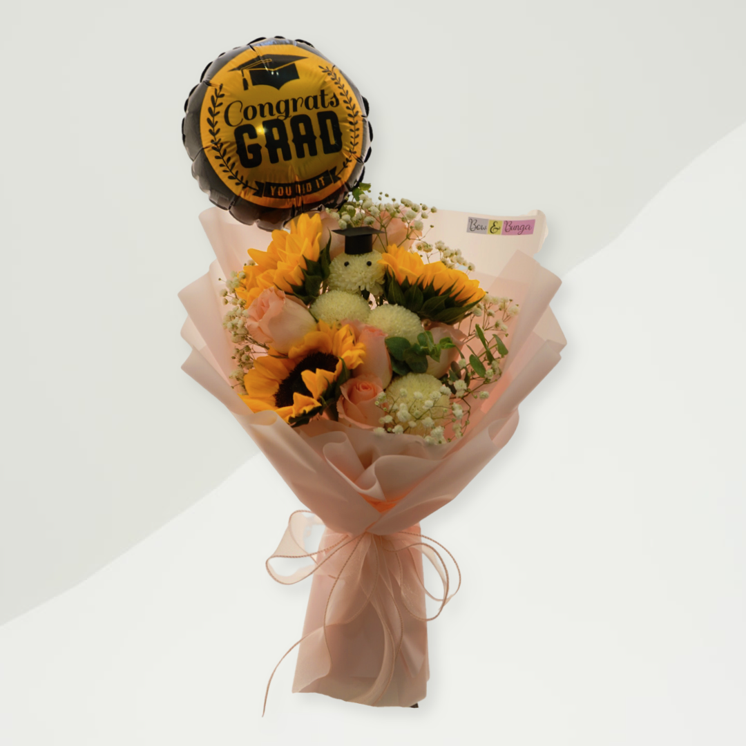 Gil - x graduation bouquet Bow dan Bunga